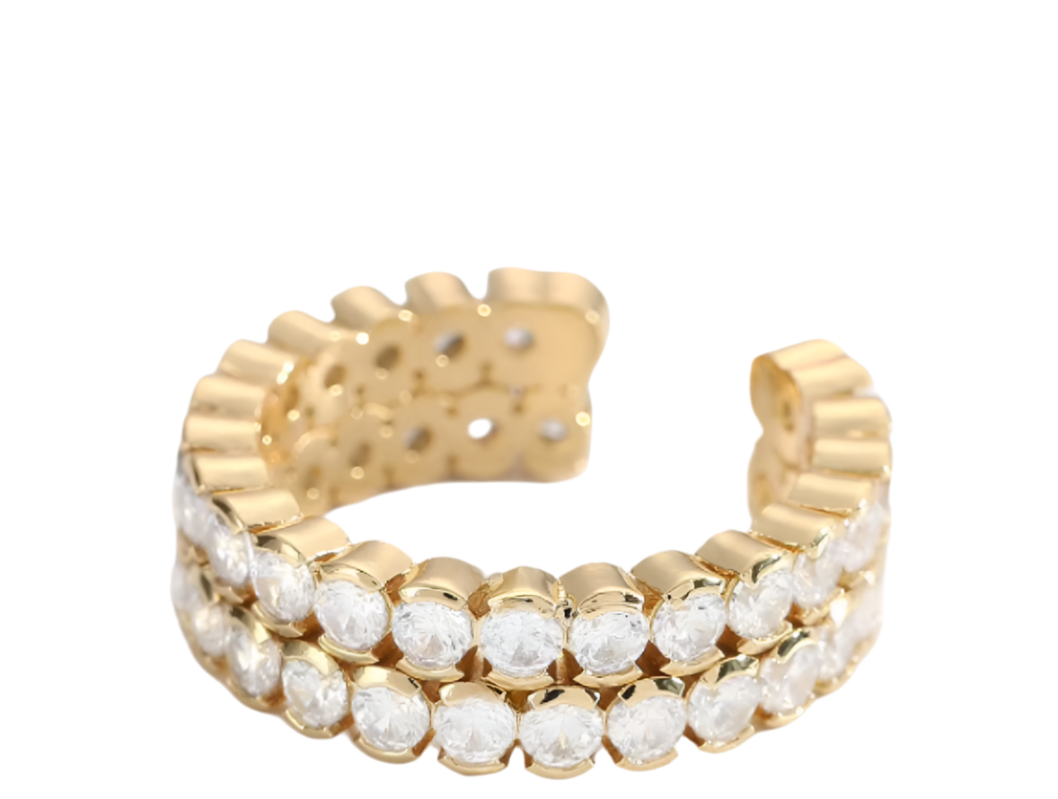 Gold plated diamond adjustable ring