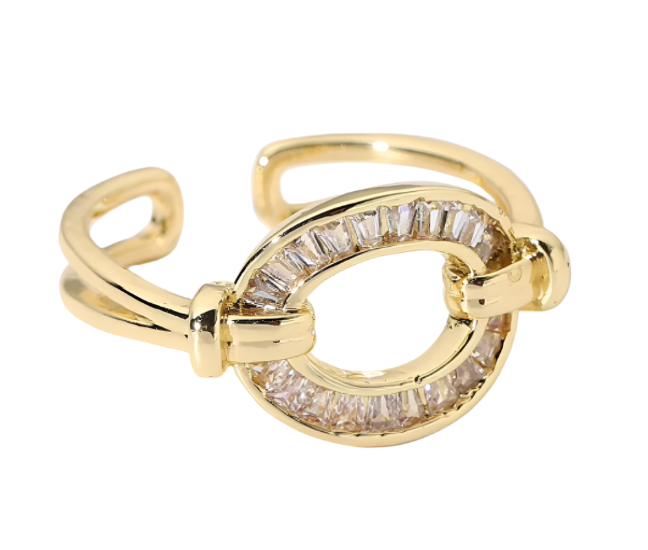 Fashionable gold plated adjustable ring