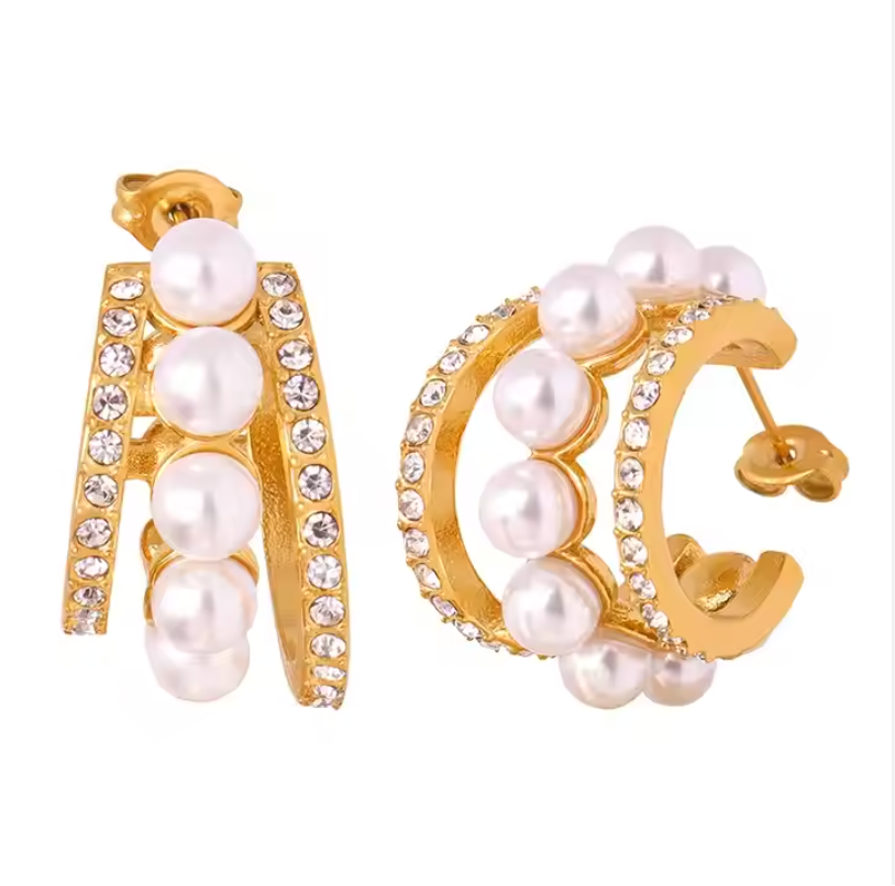 18K Gold Plated and Fresh Pearl Earrings