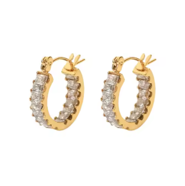 Cubic Zirconia gold earrings