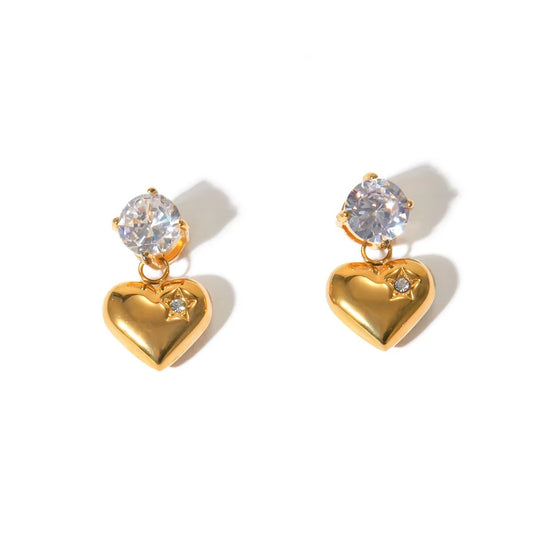 Heart diamond dangle earrings