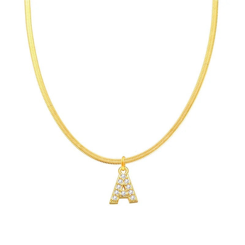 Gold Plated Diamond initial necklace