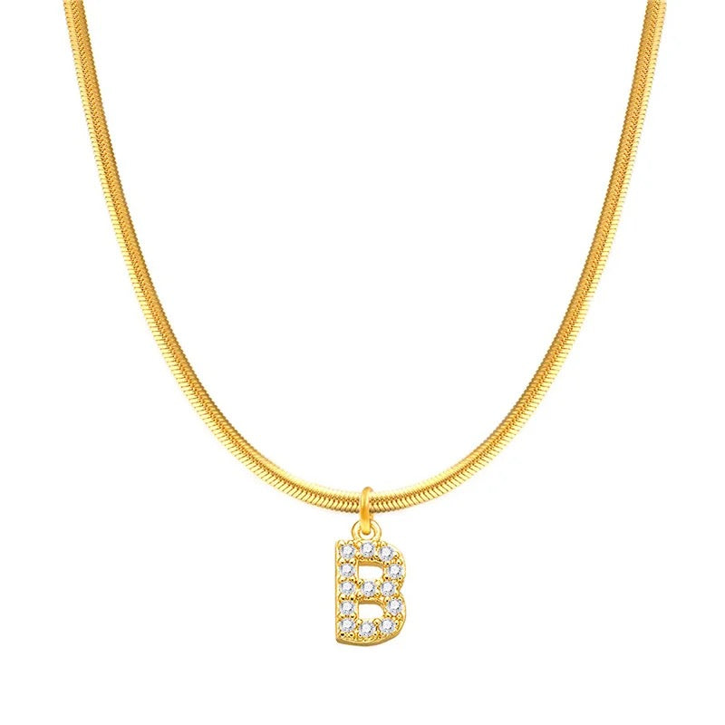 Gold plated Diamond Initial Neklace