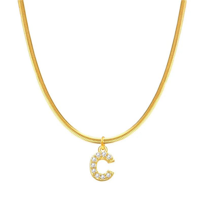 Diamond Gold Plated Necklace "C"