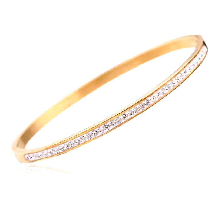 18k gold plated bangle with diamonds