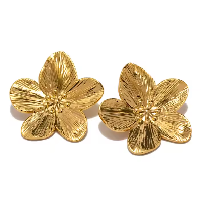 Gold Flower Stud Earrings