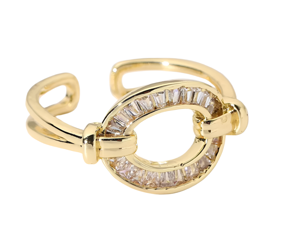 Fashionable gold plated adjustable ring 