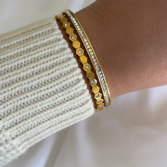 gold with diamond honeycomb bracelet