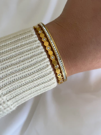 gold with diamond honeycomb bracelet